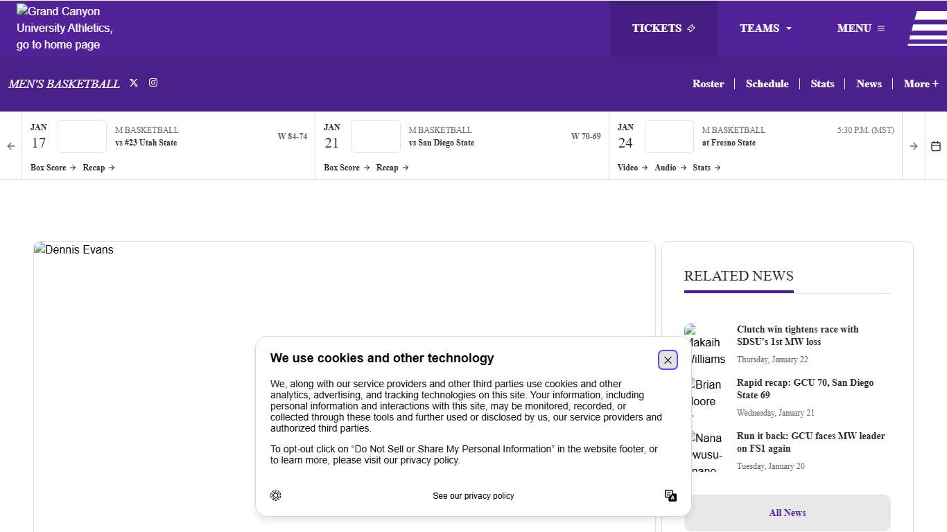 Blockbuster game unveils 7-2 Evans' impact - Grand Canyon University Athletics